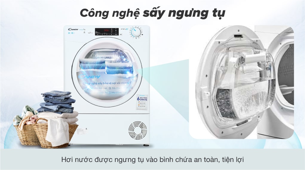 Máy sấy ngưng tụ Candy 8 Kg CSO C8TE-S Máy sấy ngưng tụ Candy 8 Kg CSO C8TE-S