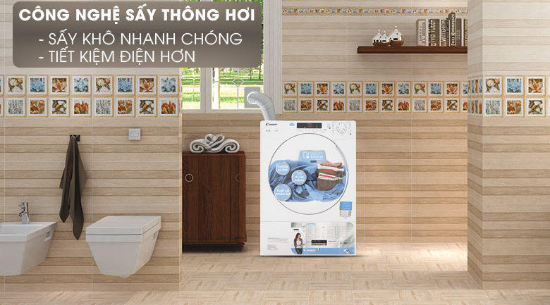 Máy sấy thông hơi Candy 9 Kg CS V9DF-S Máy sấy thông hơi Candy 9 Kg CS V9DF-S
