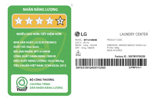 May Giat Say Lg Inverter 14 Kg Wt1410nhb 10