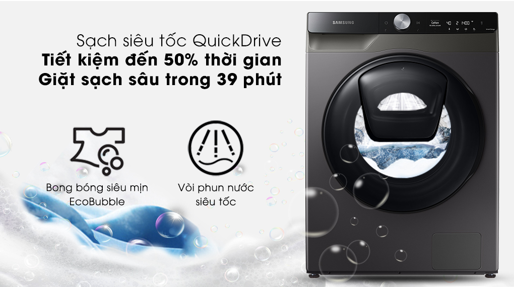 Máy giặt sấy Samsung Addwash Inverter 9.5 kg WD95T754DBX/SV Máy giặt sấy Samsung Addwash Inverter 9.5 kg WD95T754DBX/SV