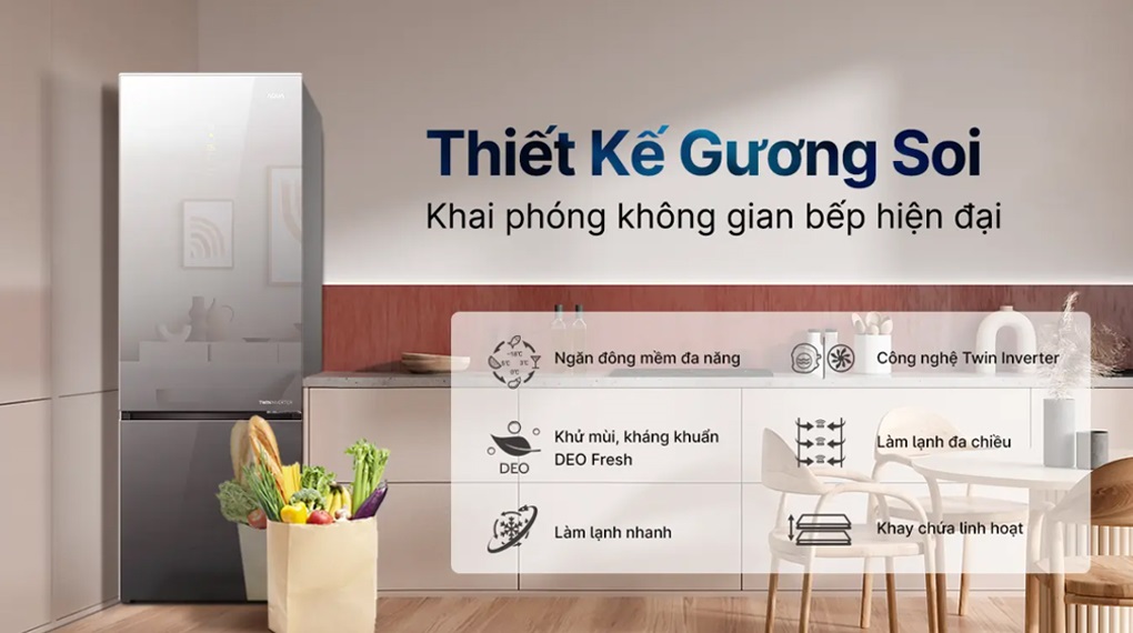 Tủ lạnh Aqua Inverter 292 lít AQR-B350MA(GM) Tủ lạnh Aqua Inverter 292 lít AQR-B350MA(GM)