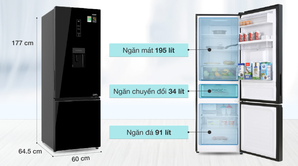 Tủ lạnh Aqua Inverter 320 lít AQR-B379MA(WGB) Tủ lạnh Aqua Inverter 320 lít AQR-B379MA(WGB)