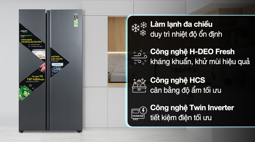 Tủ lạnh Aqua Inverter 646 lít AQR-S682XA(SLB) Tủ lạnh Aqua Inverter 646 lít AQR-S682XA(SLB)