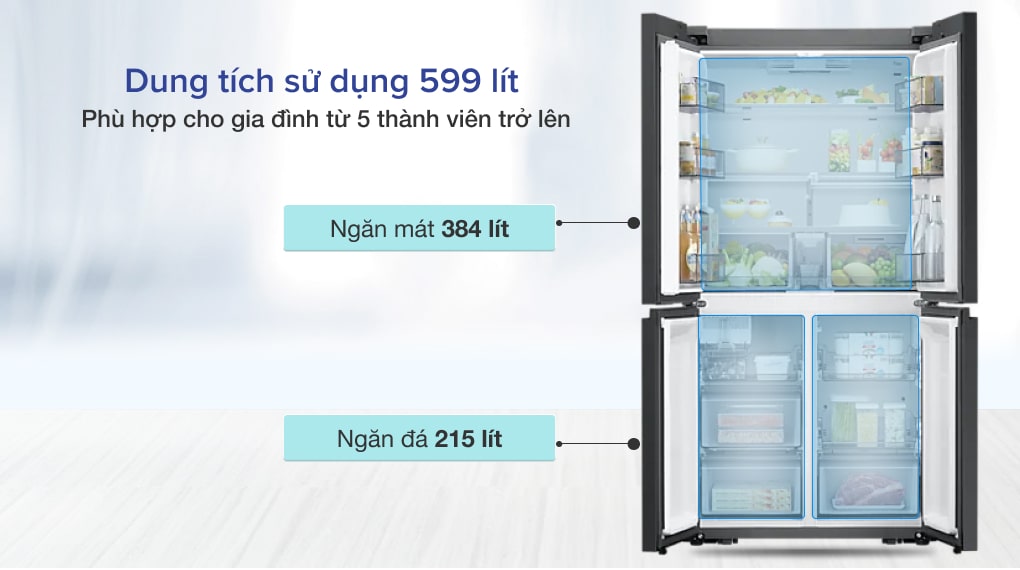 Tủ lạnh Samsung Inverter 599 lít Multi Door Bespoke RF60A91R177/SV Tủ lạnh Samsung Inverter 599 lít Multi Door Bespoke RF60A91R177/SV