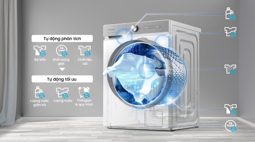 Máy giặt sấy Samsung Bespoke AI Inverter giặt 12 kg - sấy 8 kg WD12BB944DGHSV Máy giặt sấy Samsung Bespoke AI Inverter giặt 12 kg - sấy 8 kg WD12BB944DGHSV